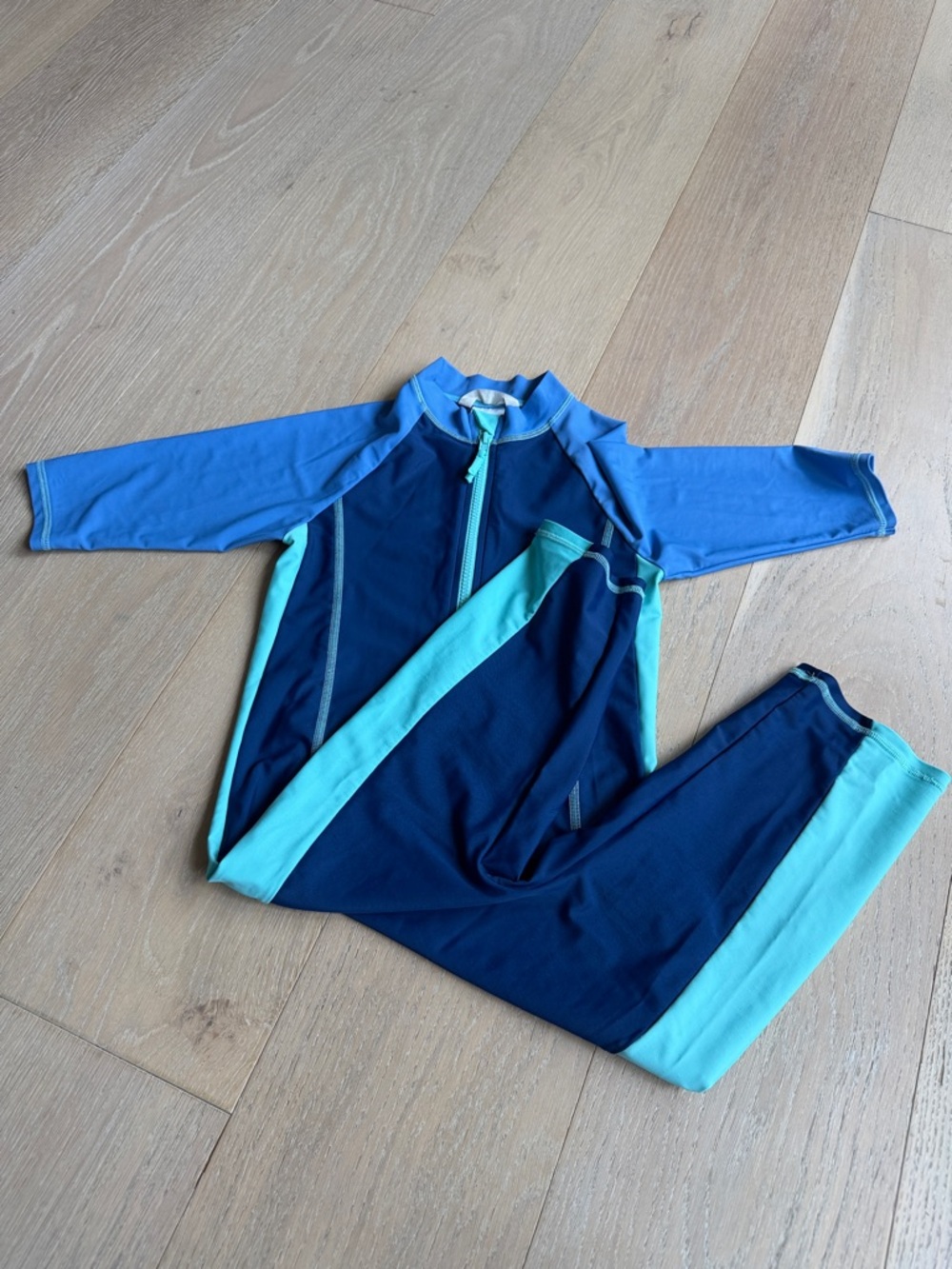 Kids Long Sleeve Swim Set - Navy and Aqua, Size 10